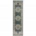 8' Blue And Beige Oriental Runner Rug